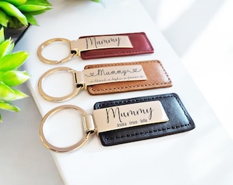 Personalised Leather Keyring Mothers Day, Mummy Mum Gift