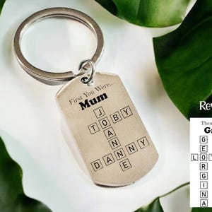 Llavero personalizado con diseño de letras de Scrabble para regalar a mamá, papá, abuelo, abuela, marido y esposa