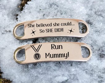 Personalised Shoe Tags, Custom Shoelaces Tags,Running Shoe Tags, Customized Shoe Tag,Metal Shoe Lace Charm,Cross Country Gift,Marathon Gift
