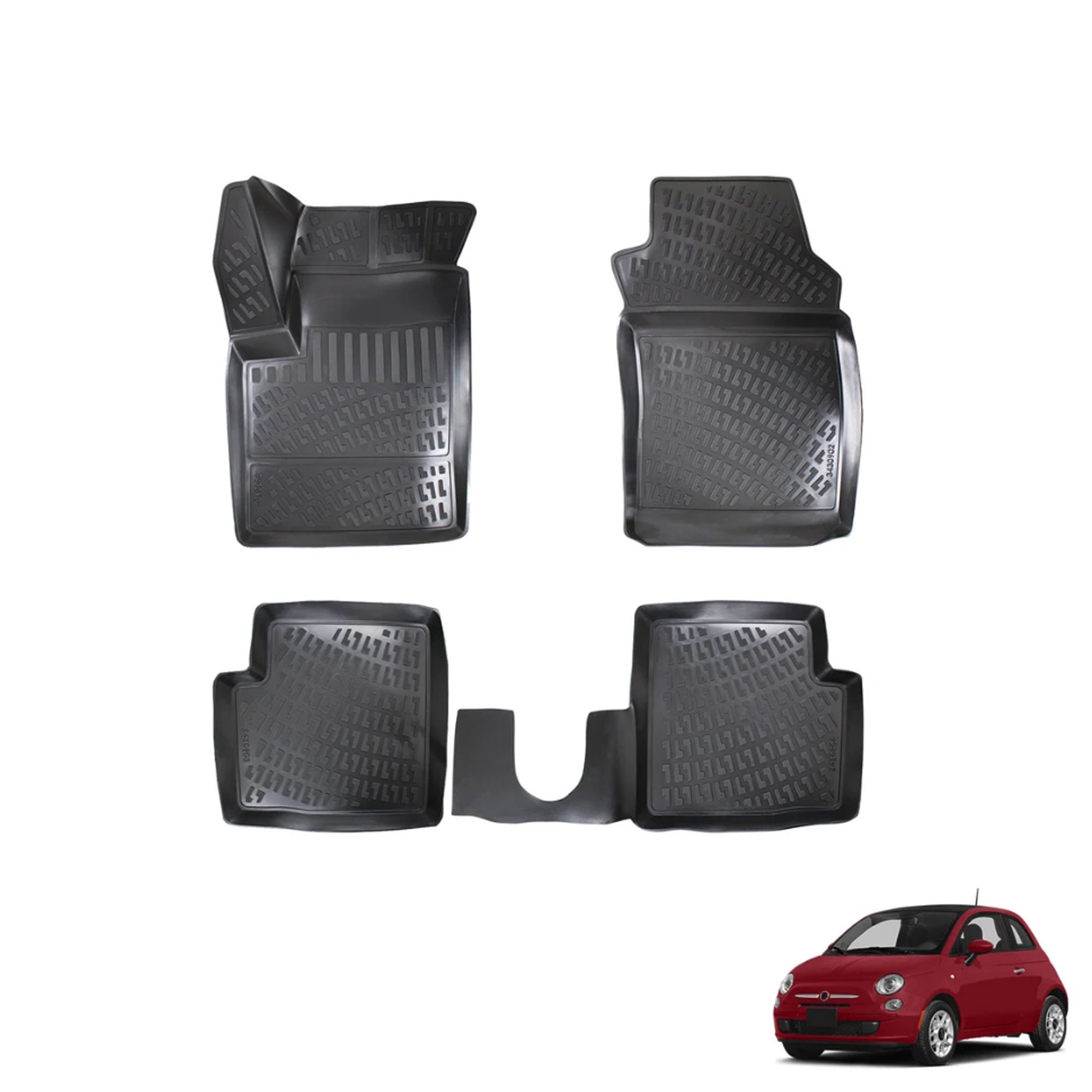 Tapis de voiture avant - tissu noir - convient pour Fiat 500 2007