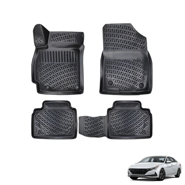 Fits Hyundai Elantra 2021-2023 Car Rubber Floor Mats All Weather High Tech