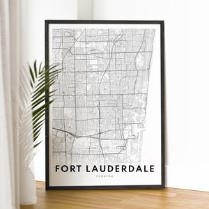 Fort Lauderdale kaart afdrukken Fort Lauderdale Florida kaart poster download Fort Lauderdale afdrukbare kaart digitale zwart-wit kaart schets afdrukken