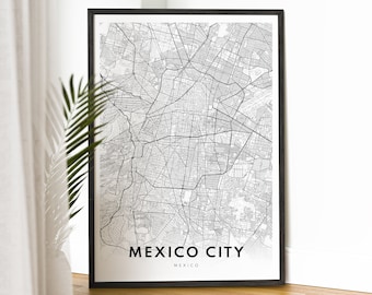 Instant Download Mexico City Map Print Mexico City Poster Digital Map Mexico City Printable Black And White Map Wall Art Mexico City Sketch