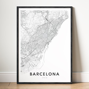 Barcelona Map Print Download Barcelona Spain Map Poster Digital Map Barcelona Printable Black And White Map Barcelona Sketch Map Wall Art