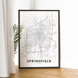 Springfield Mappa Stampa Scarica Springfield Illinois Mappa Poster Digitale Springfield Stampabile Mappa in Bianco e Nero Springfield Schizzo Mappa Arte
