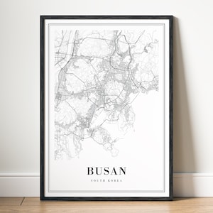 Busan Map Print Download Busan Südkorea Poster Digitale Karte Busan Druckbare Schwarzweiß-Karte Wandkunst Busan Skizze Poster Print At Home