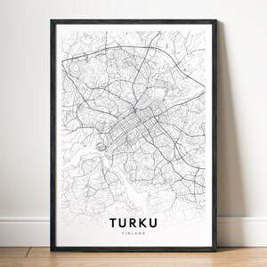 Turku Map Print Turku Finnland Karte Poster Download Turku Druckbare Karte Digitale Turku Schwarzweiß-Karte Wandkunst Turku Sketch Map
