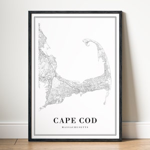 Cape Cod Karte Druck, Cape Cod Massachusetts Poster, Download Druckbare Cape Cod, Minimalistische Cape Cod Karte, schwarz weiß Karte, moderne Karte