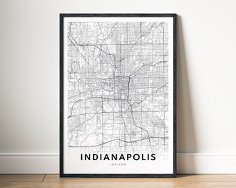 Mapa de Indianápolis Imprimir Indianápolis Póster del mapa de Indiana Descargar Indianápolis Mapa imprimible de Indianápolis Mapa digital de Indianápolis en blanco y negro Boceto