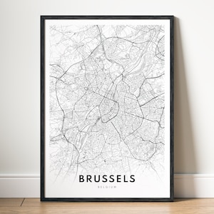 Brüssel Karte Drucken Download Brüssel Belgien Karte Poster Brüssel Druckbare Karte Digitale Brüssel Schwarzweiß MapArt Brüssel Skizze Drucken
