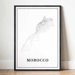 Télécharger carte du Maroc impression carte du Maroc poster Télécharger Maroc carte numérique imprimable du Maroc impression noir et blanc maison Maroc art mural carte