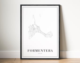 Formentera Spain Map Poster Digital Download Formentera Printable Map Black And White Formentera Minimalistic Map Print Island Map Art