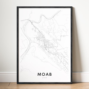 Moab Utah Karte Druck, Moab Utah Karte Poster Download, Moab druckbare Karte digitaler Download, Moab schwarz und weiß Karte Wandkunst, Moab Kartenskizze