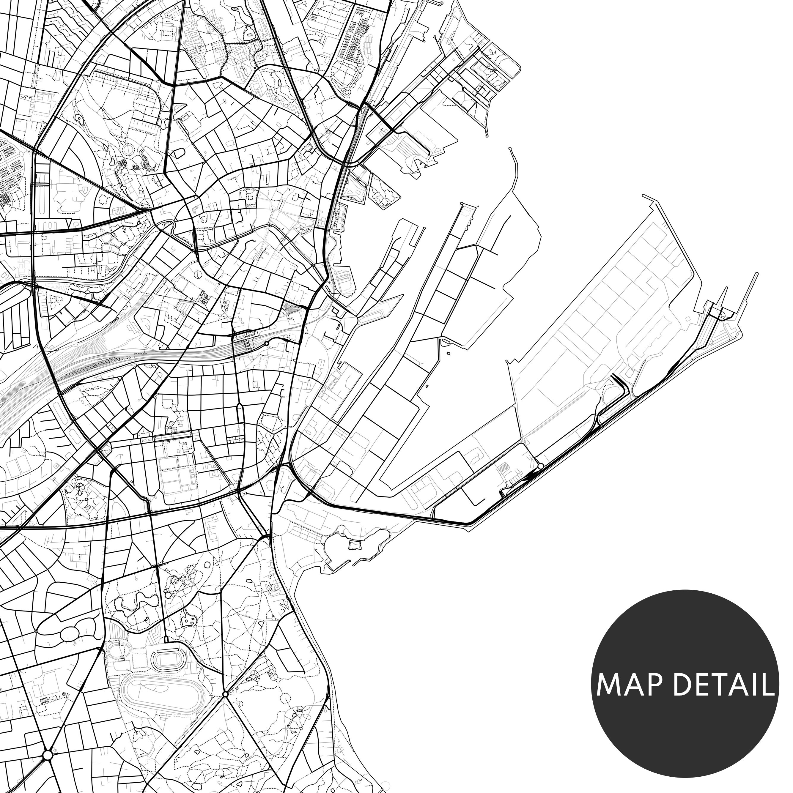 Instant Download Aarhus Denmark Map Print Aarhus Map Poster Digital Aarhus Printable Map Black ...