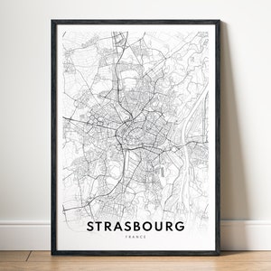 Straßburg Karte Drucken Straßburg Frankreich Karte Poster Download Straßburg druckbare Karte Digitale Straßburg Schwarzweiß-Karte Druckvorlage