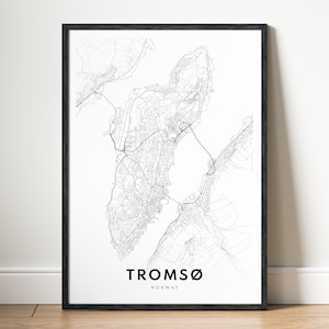 Tromsø Karte Prints Tromsø Norwegen Karte Poster Download Tromsø Landkarte Druckbare Karte Digitale Rosario Schwarzweiß-Karte Wandkunst Tromsø Sketch Map