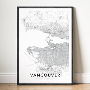 Download Vancouver Kanada Karte Kunstdruck Vancouver Karte Poster Vancouver Druckbare Karte Digitale Vancouver Schwarzweiß-Karte Kunstdruck Vancouver