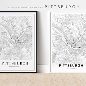 Pittsburgh Map Print Pittsburgh Pennsylvania Map Poster Download Printable Map Pittsburgh Modern Map Black And White Map Minimal Pittsburgh