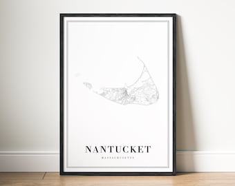 Nantucket Massachusetts Karte Druck Digitaler Download Nantucket Karte Poster Nantucket Druckbare Nantucket schwarz und weiß Karte Nantucket Map Art