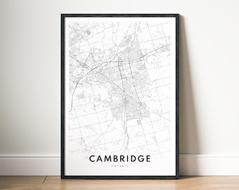 Cambridge Ontario Map Poster Digital Download Cambridge map Printable Cambridge Aesthetic Map Black And White Cambridge Minimalistic Map Art