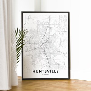 Huntsville Map Print Print Download Huntsville Alabama Map Poster Druckbare Landkarte Digitale Huntsville Schwarzweiß-Karte Kunstdruck
