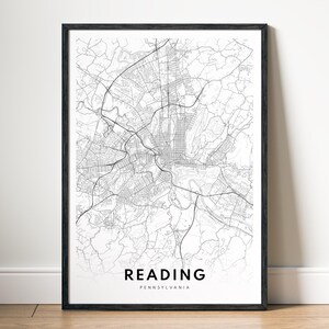 Impression de lecture de carte de lecture lecture de carte de Pennsylvanie affiche téléchargement lecture de carte imprimable lecture numérique carte en noir et blanc art mural lecture croquis