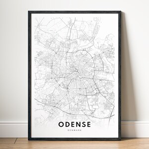 Odense Map Print Odense Dänemark Map Poster Download Odense Druckbare Karte Digitale schwarz und weiß-Karte Wand Kunst Odense Skizzenkarte Kunst Poster