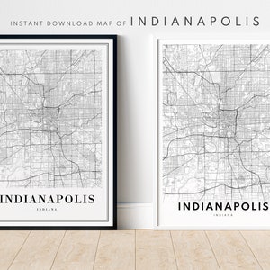 Indianapolis Map Print Indianapolis Indiana Map Poster Download Indianapolis Druckbare Karte Digitale Indianapolis Schwarzweiß-Karte Skizze