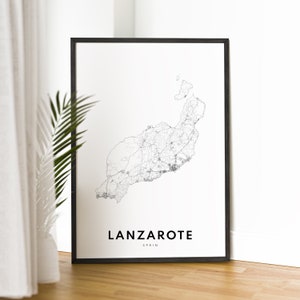 Descarga instantánea Lanzarote Mapa Imprimir Lanzarote España Mapa Cartel Mapa Digital Lanzarote Imprimible Mapa Blanco y Negro Lanzarote Islas Canarias imagen 6