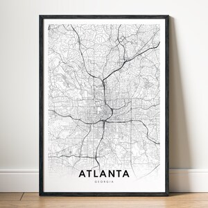 Atlanta Map Print Atlanta Georgia Karte Poster Download druckbare Karte Atlanta Digitale, schwarz weiß Karte Atlanta Sketch Map Poster Print