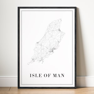 Kaart van het eiland Man afdrukken kaart van het eiland Man kaart poster downloaden Afdrukbare kaart van het eiland Man downloaden digitale zwart-wit kaart van het eiland Man kunst aan de muur schets