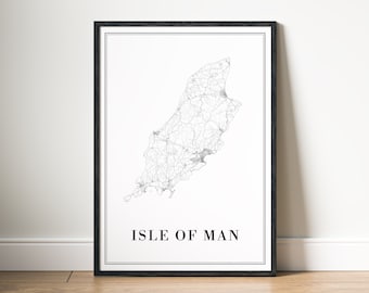 Isle of Man Map Print Digital Download, Black and White Printable Map Poster, Minimalist Map Wall Art