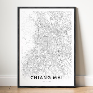 Chiang Mai Map Print Chiang Mai Thailand Map Poster Download Chiang Mai Printable Map Digitale Chiang Mai Schwarzweiß-Karte Art Chiang Mai