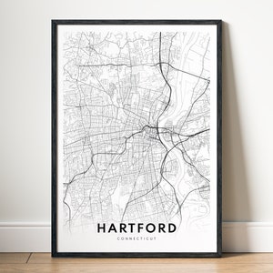 Sofortiger Download Hartford Conneticut Karte Druck Hartford Poster Digitale Karte Hartford druckbare schwarz-weiß-Karte Wandkunst Hartford Skizze
