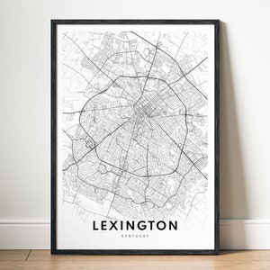 Mapa de Lexington Kentucky Imprimir Baixar Mapa de Lexington Cartaz Mapa de Lexington para impressão Mapa digital de Lexington Preto e branco Lexington Home Print