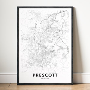 Prescott Map Print Prescott Arizona Karte Poster Download Prescott Druckbare Karte Digitaler Prescott Schwarzweißdruck Prescott MapArt Sketch