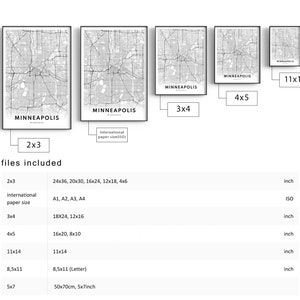 Minneapolis Map Print Minneapolis-Minnesota Poster Download Minneapolis Printable Map Digital Black And White Minneapolis Map Home Print image 9