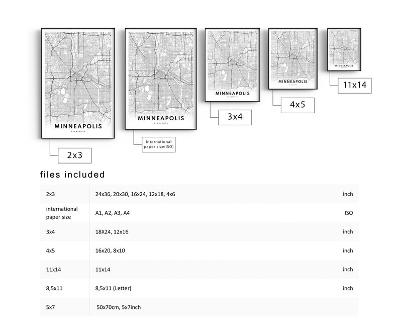 Minneapolis Map Print Minneapolis-Minnesota Poster Download Minneapolis Printable Map Digital Black And White Minneapolis Map Home Print image 9