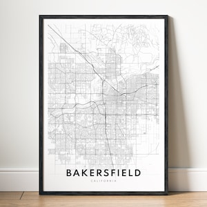 Sofortiger Download Bakersfield Kalifornien Karte Druck Bakersfield Poster Digitale Karte Bakersfield druckbare schwarz und weiß Karte Art Bakersfield