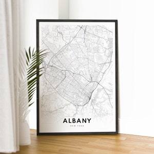 Carte Albany NY impression carte Albany New York carte affiche téléchargement Albany carte imprimable numérique Albany affiche noir et blanc Albany carte esquisse artistique