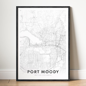 Port Moody BC Karte Druck, Port Moody British Columbia Karte Poster, Port Moody druckbare Karte, digitaler Download Port Moody schwarz und weiß Karte