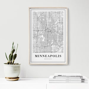 Minneapolis Map Print Minneapolis-Minnesota Poster Download Minneapolis Printable Map Digital Black And White Minneapolis Map Home Print image 6