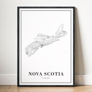 Download Nova Scotia Karte Druck Nova Scotia Kanada Poster Download Karte Nova Scotia Druckbare Karte Digitale Nova Scotia Schwarzweißkarte Kunst