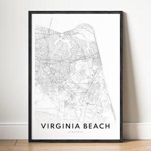 Virginia Beach Map Print Karte Virginia Beach Poster Download Karte Virginia Beach Digitale Karte Virginia Beach Schwarz Und Weiß Karte