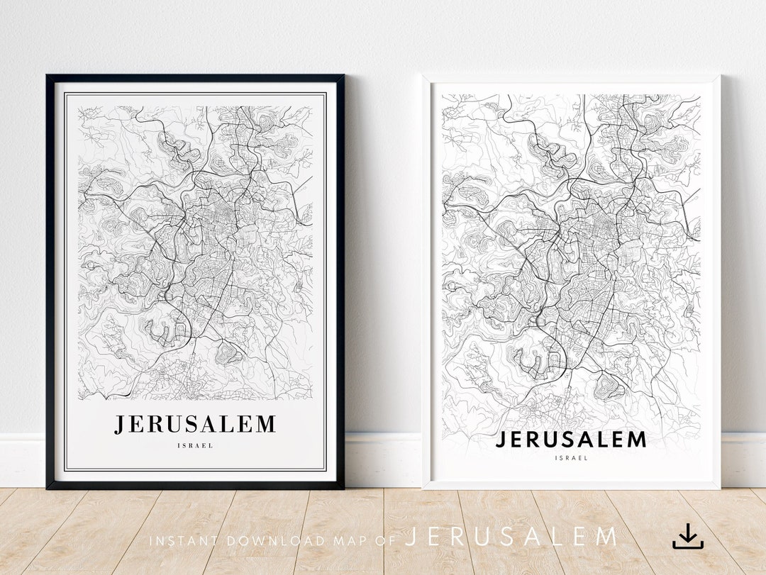 Jerusalem Map Print Jerusalem Map Poster Download Printable - Etsy