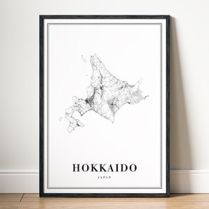 Hokkaido Map Print Hokkaido Japan Karte Poster Download Hokkaido Karte Digitale Schwarzweiß Hokkaido Map Art Hokkaido Vorlage