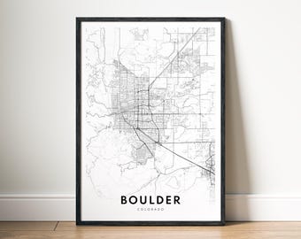 Boulder Colorado Map Print Digital Download, Black and White City Map Poster, Printable City Map Wall Art