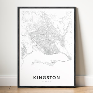 Sofortiger Download Kingston Jamaika Karte Druck Kingston Poster Digitale Karte Kingston Druckbare schwarz und weiß-Karte Wandkunst Kingston Skizze Druck