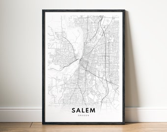 Instant Download Salem Oregon Map Print Salem Poster Digital Map Salem Printable Black And White Map Wall Art Sketch Salem Print Poster Map