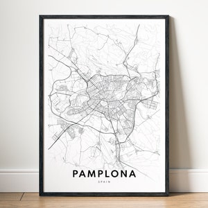 Pamplona Karte Druck Download Pamplona Spanien Karte Poster Digitale Karte Pamplona Druckbare schwarz weiß-Karte Pamplona Skizze Wand Kunst Print